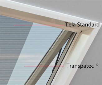 Gráfica de transparencia en mosquiteras Roto Tejado de tejido Transpatec